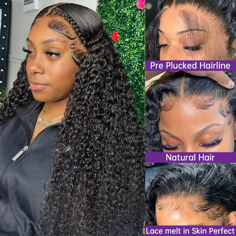 Ldjoy Deep Wave 4x4 Lace Closure Wig Natural Black Human Hair Wig