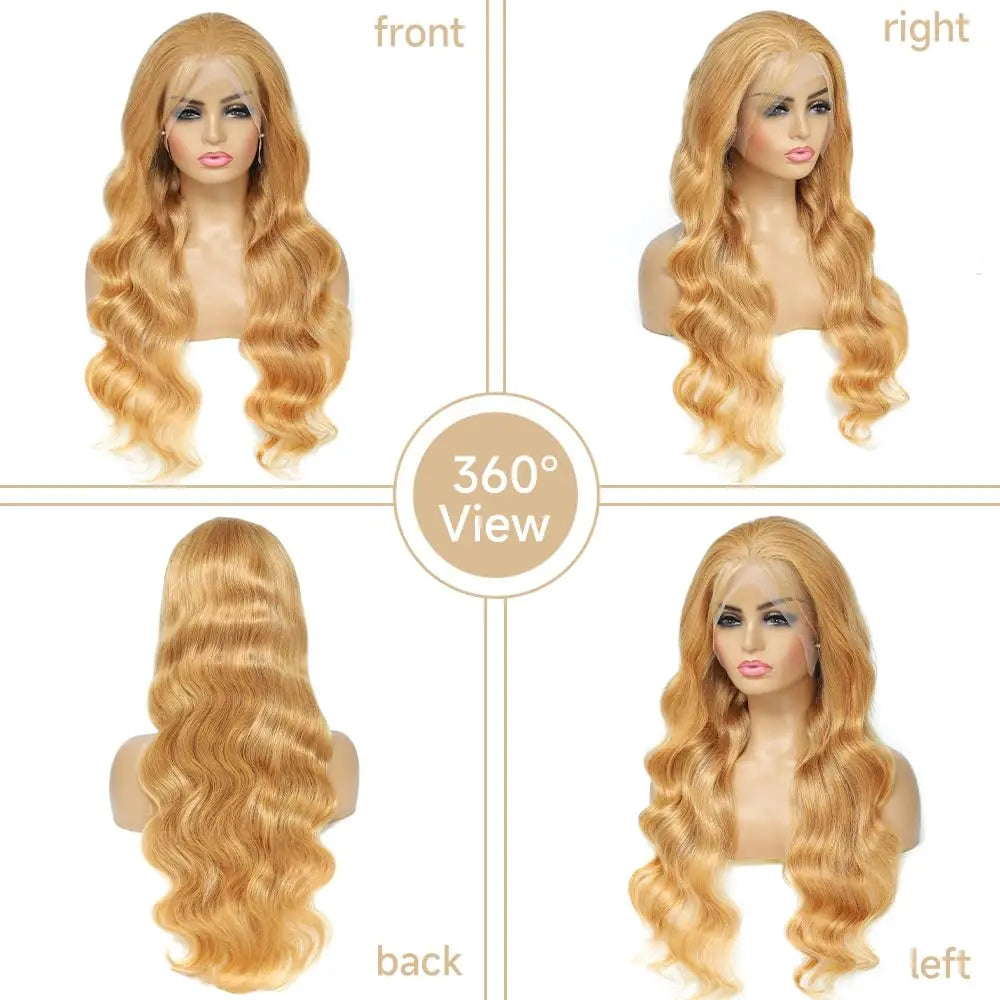 Ldjoy Honey Blonde Lace Front Wig Human Hair Body Wave 13x4 Lace Frontal Human Hair Wigs Pre Plucked with Baby Hair 27