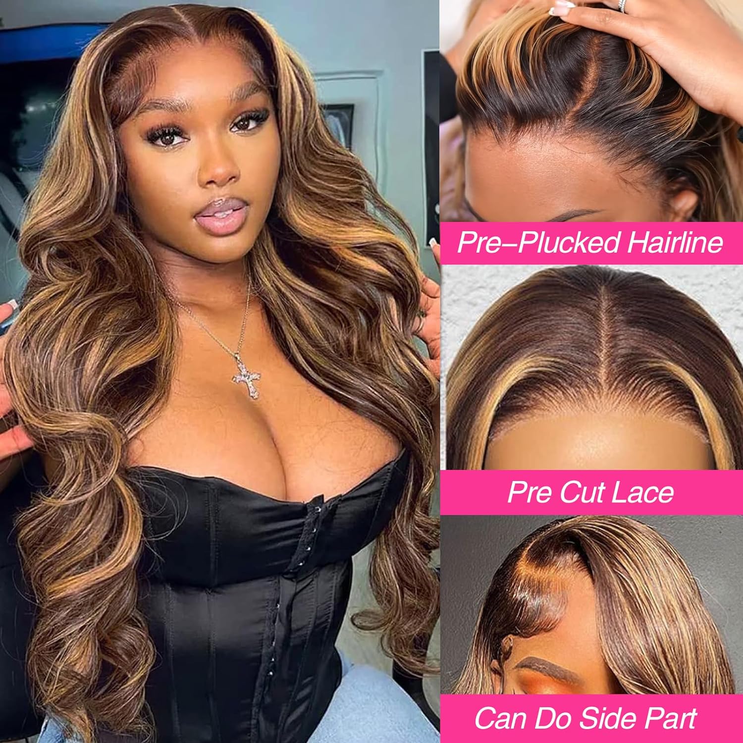 Ldjoy Highlight Body Wave 13x4 Lace Front Wig Honey Blonde Wigs