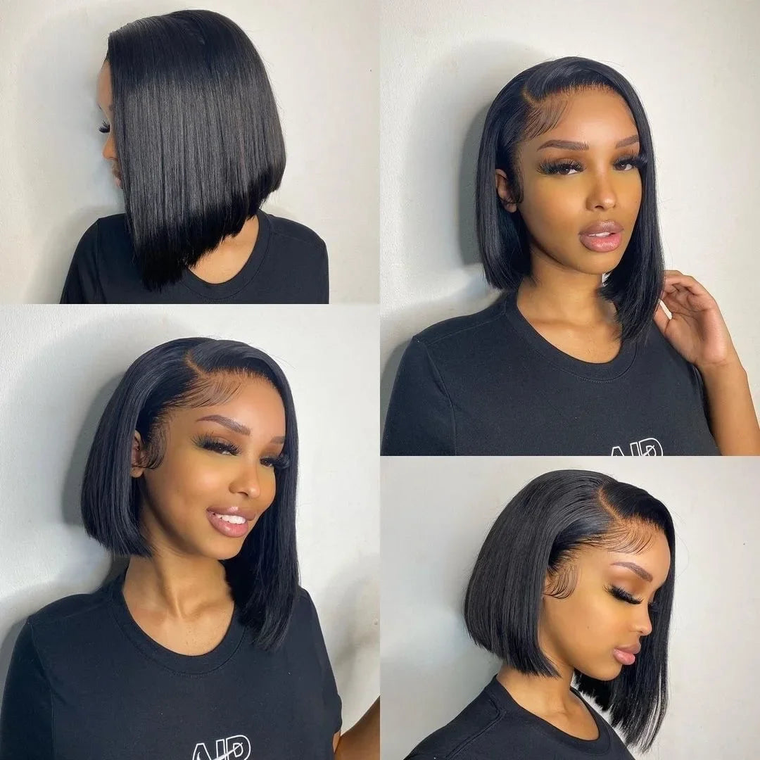 Ldjoy Wigs 4X4 Lace Closure Bob Wigs Human Hair Straight Short Bob Glueless Wigs Undetectable Transparent Lace Wig Pre Plucked for Women