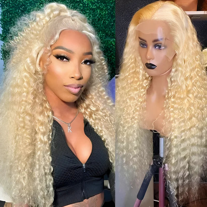 Ldjoy Curly 613 Blonde Color 13x6 Lace Front Wig Human Hair Wig