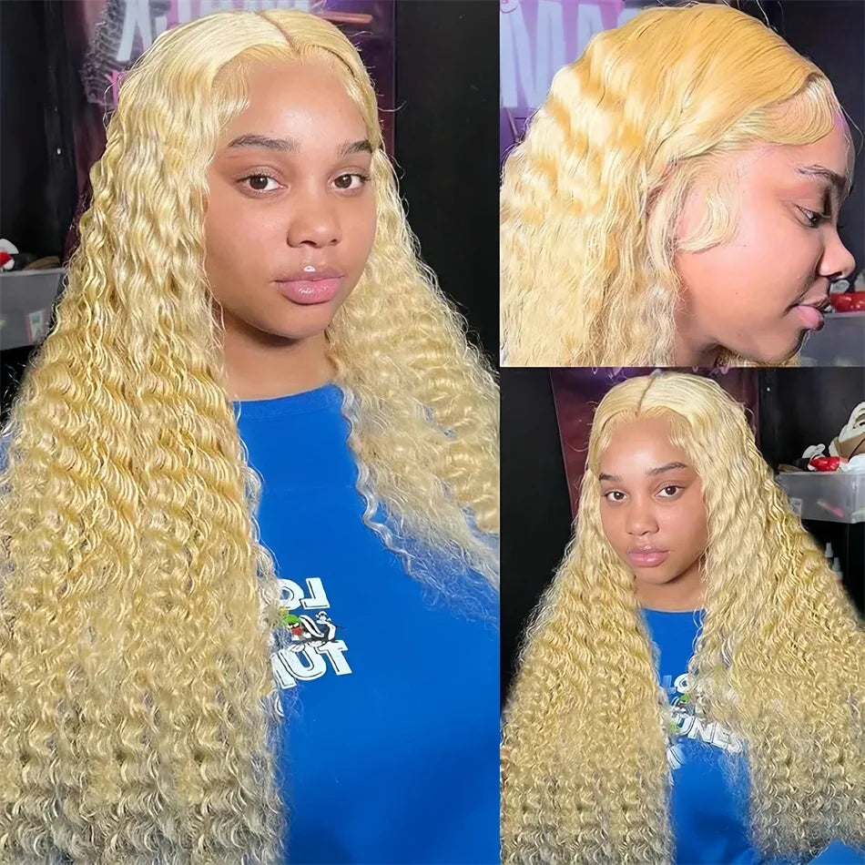 Ldjoy Curly 613 Blonde Color 13x6 Lace Front Wig Human Hair Wig