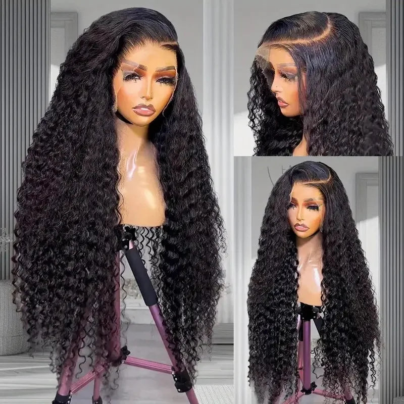 Ldjoy Deep Wave 13x6 Lace Front Wig Natural Black Human Hair Wig