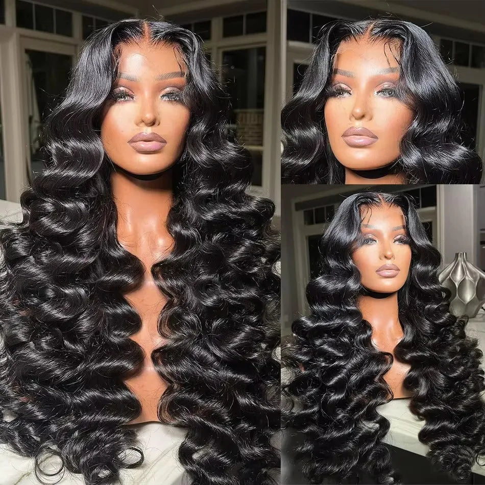 Ldjoy Loose Deep Wave 13x6 Lace Front Wig Natural Black Human Hair Wig