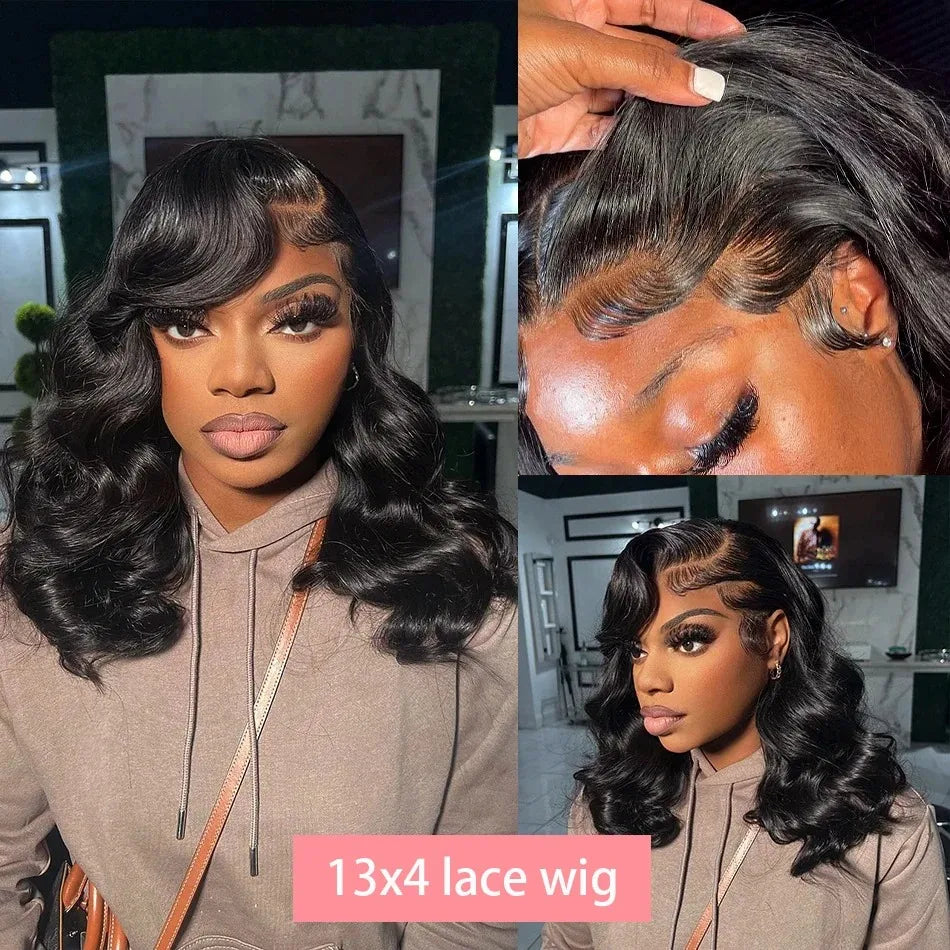 Ldjoy Body Wave Bob 13x6 Lace Front Wig Natural Black Human Hair Wig