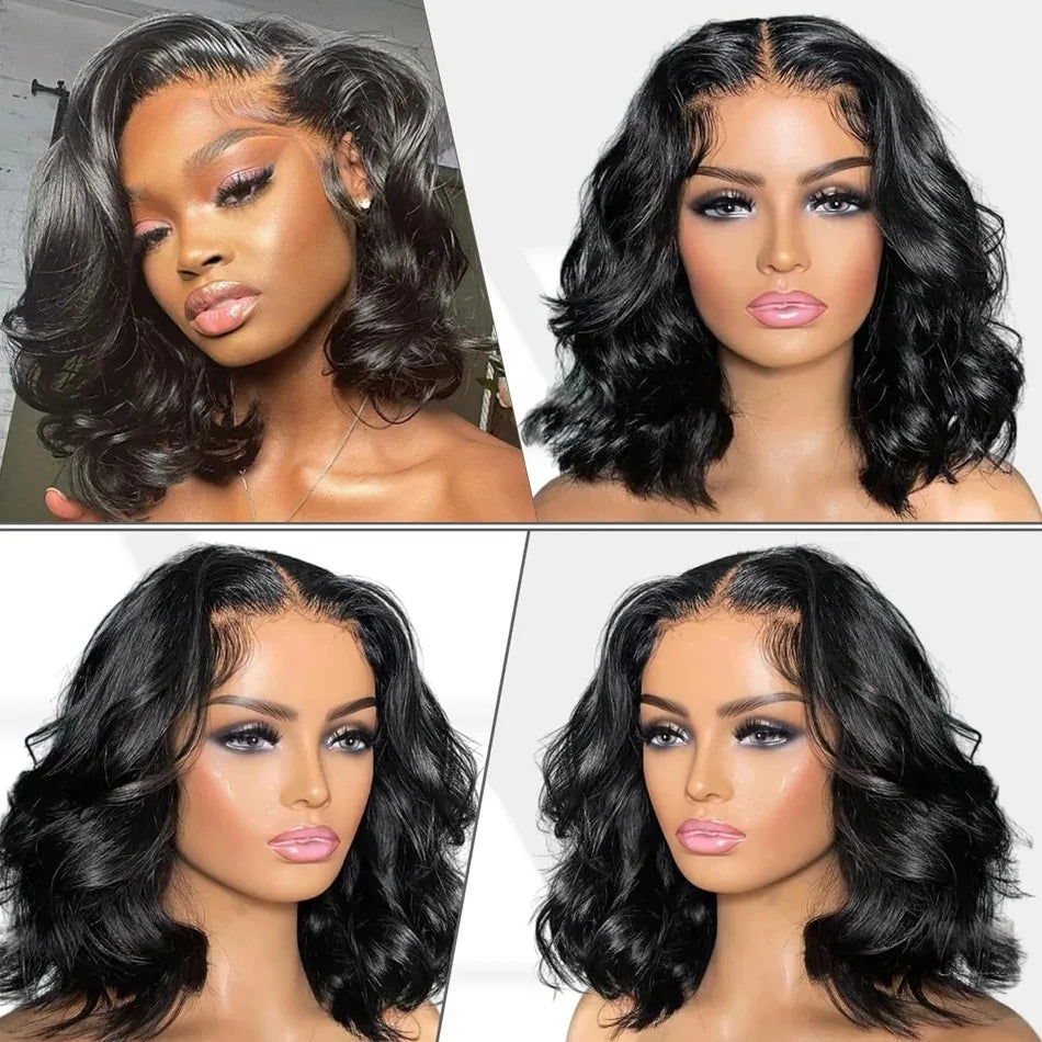 Ldjoy Body Wave Bob 13x6 Lace Front Wig Natural Black Human Hair Wig