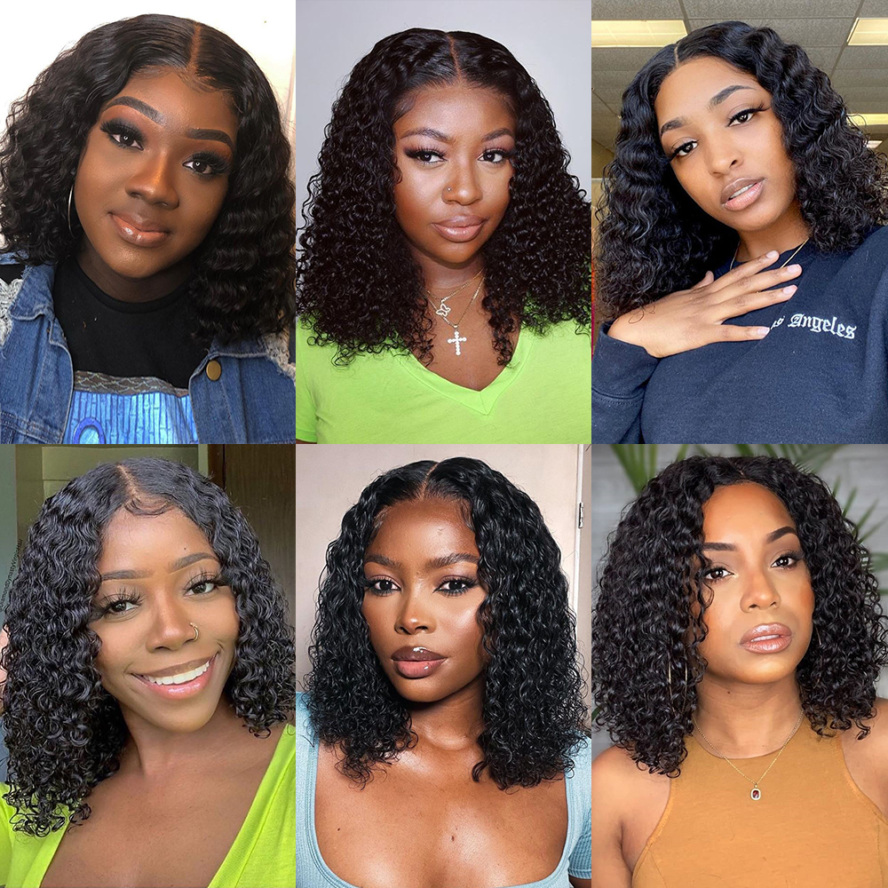 Ldjoy Deep Wave 4x4/5x5 Lace Closure Bob Wig Natural Black Human Hair Wig For Women