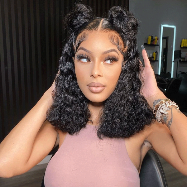 Ldjoy Deep Wave 4x4/5x5 Lace Closure Bob Wig Natural Black Human Hair Wig For Women