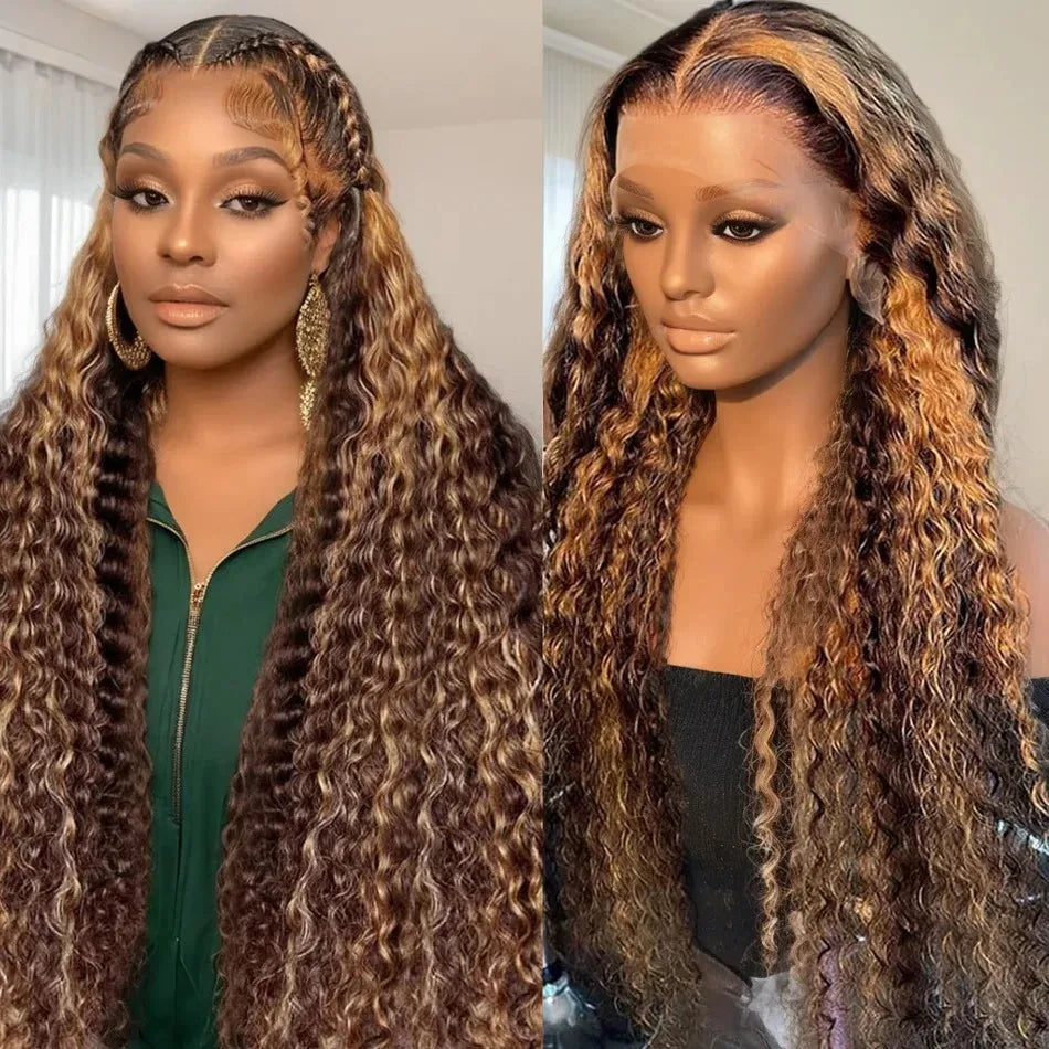 Ldjoy Highlight Water Wave P4/27 Color 13x6 Lace Front Human Hair Wig