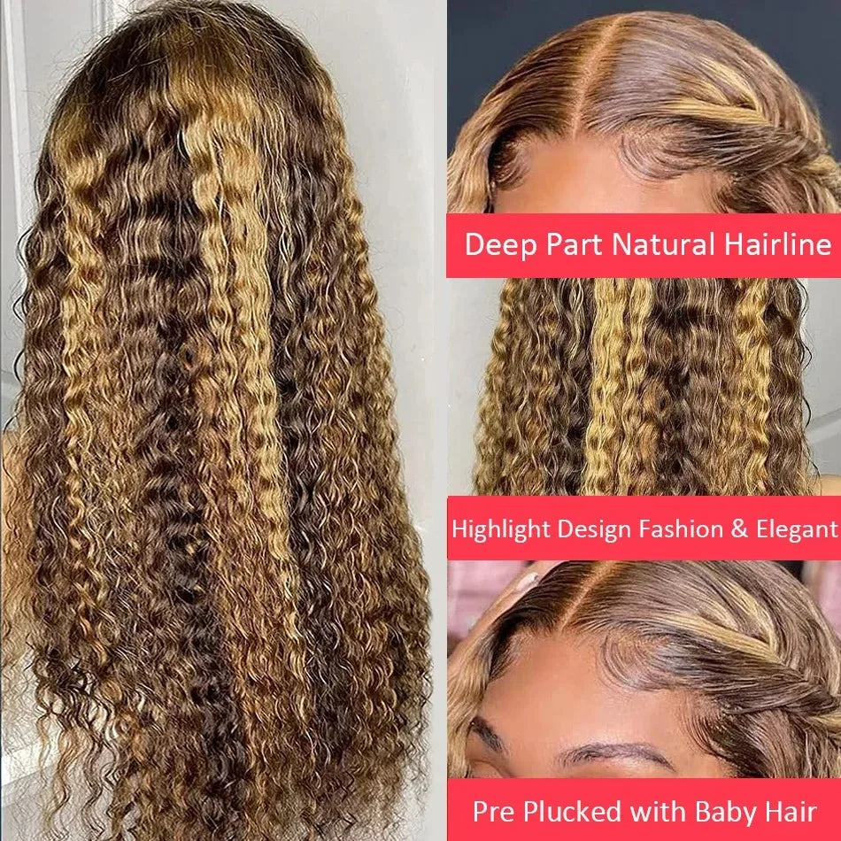 Ldjoy Highlight Water Wave P4/27 Color 13x6 Lace Front Human Hair Wig