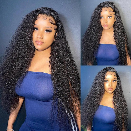 Ldjoy Curly 4x4 Lace Closure Wig Natural Black Human Hair Wig
