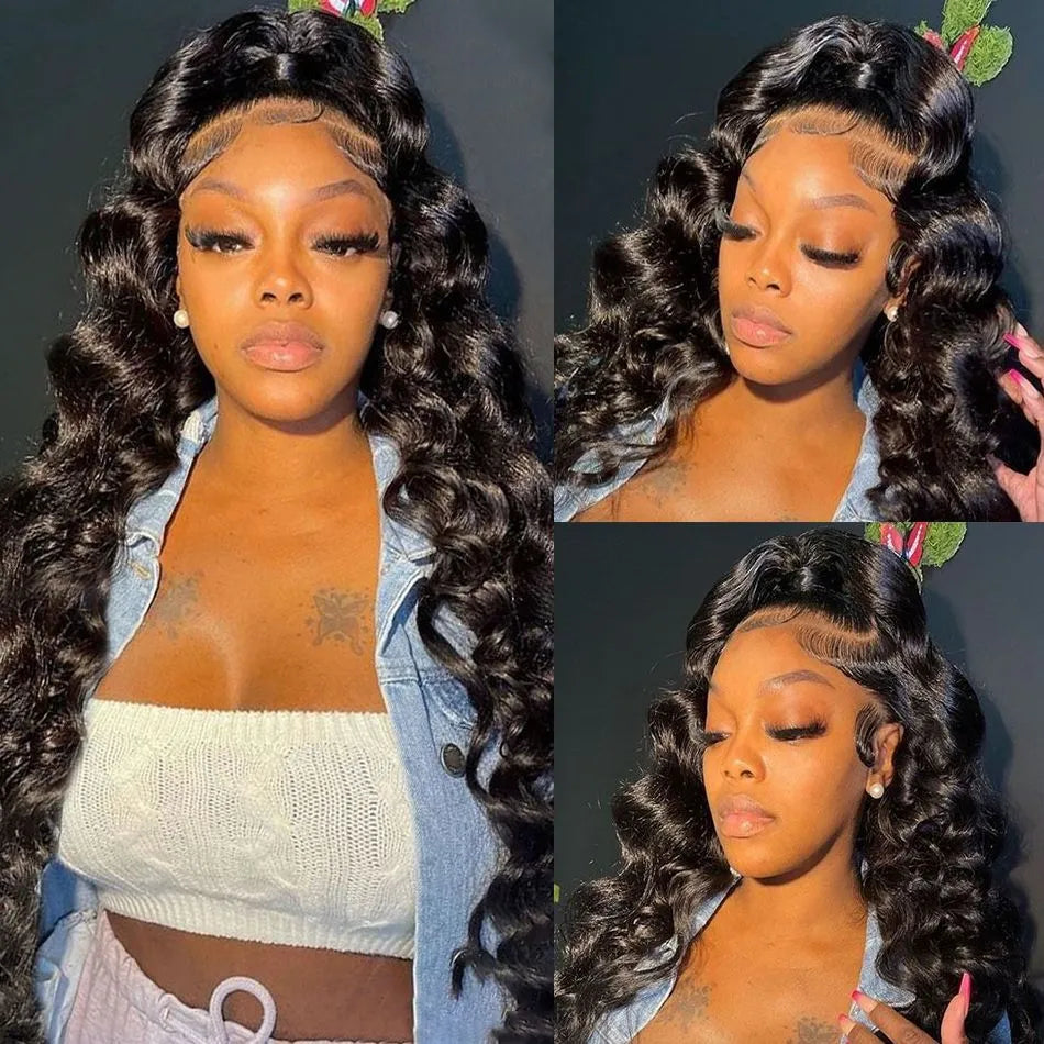 Ldjoy Loose Deep Wave 4x4 Lace Closure Wig Natural Black Human Hair Wig
