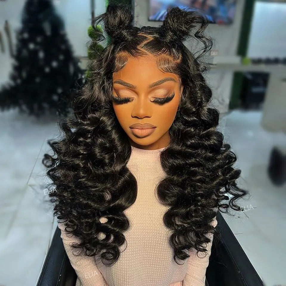Ldjoy Loose Deep Wave 4x4 Lace Closure Wig Natural Black Human Hair Wig