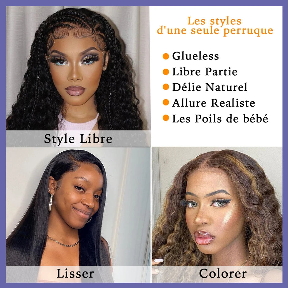 Ldjoy Water Wave 4x4 Lace Closure Wig Natural Black Human Hair Wig