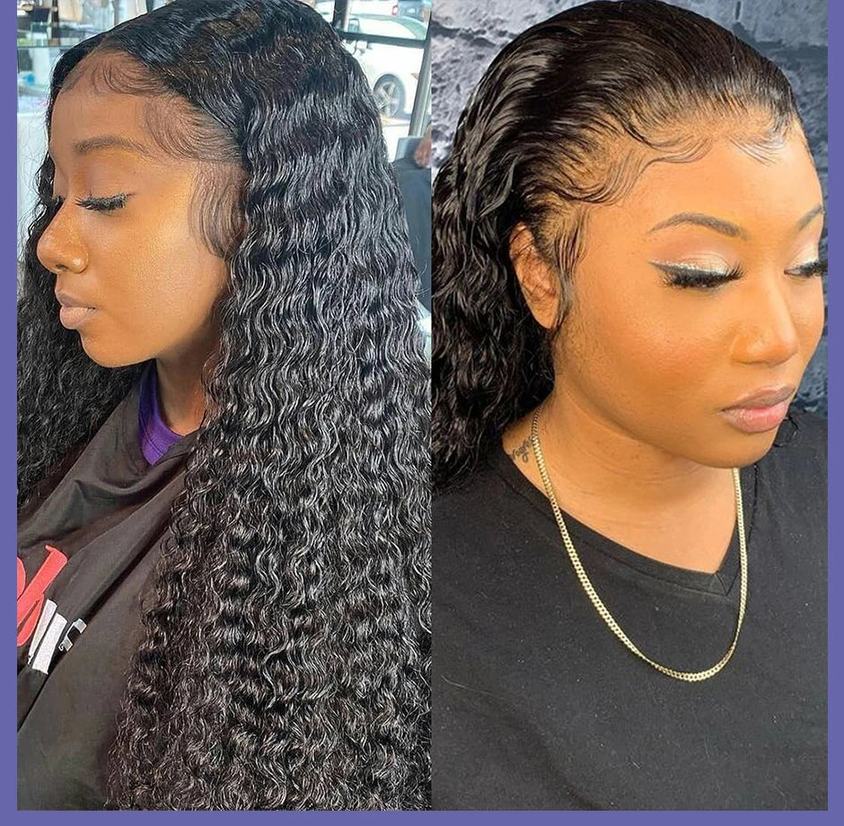 Ldjoy Water Wave 4x4 Lace Closure Wig Natural Black Human Hair Wig