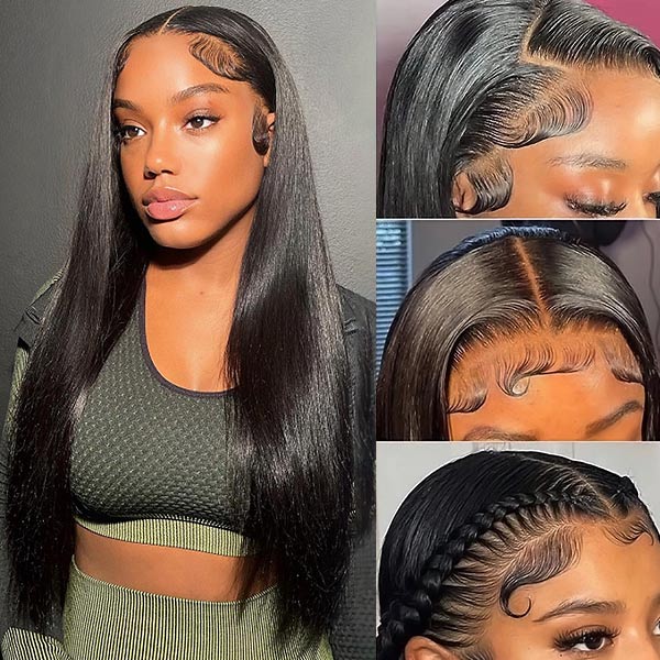 Ldjoy 5x5 Straight Transparent Lace Closure Wigs Pre Plucked with Baby Hair Glueless Virgin Human Hair Wig