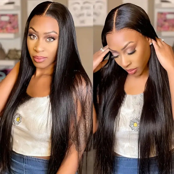 Ldjoy 5x5 Straight Transparent Lace Closure Wigs Pre Plucked with Baby Hair Glueless Virgin Human Hair Wig