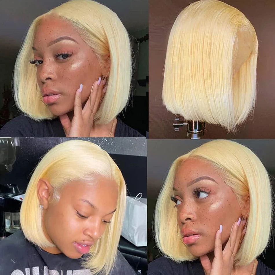Ldjoy Wigs 613 Bob Blonde Lace Front Wigs Human Hair 13x4 Transparent Lace Frontal Wig Human Hair Pre Plucked With Baby Hair
