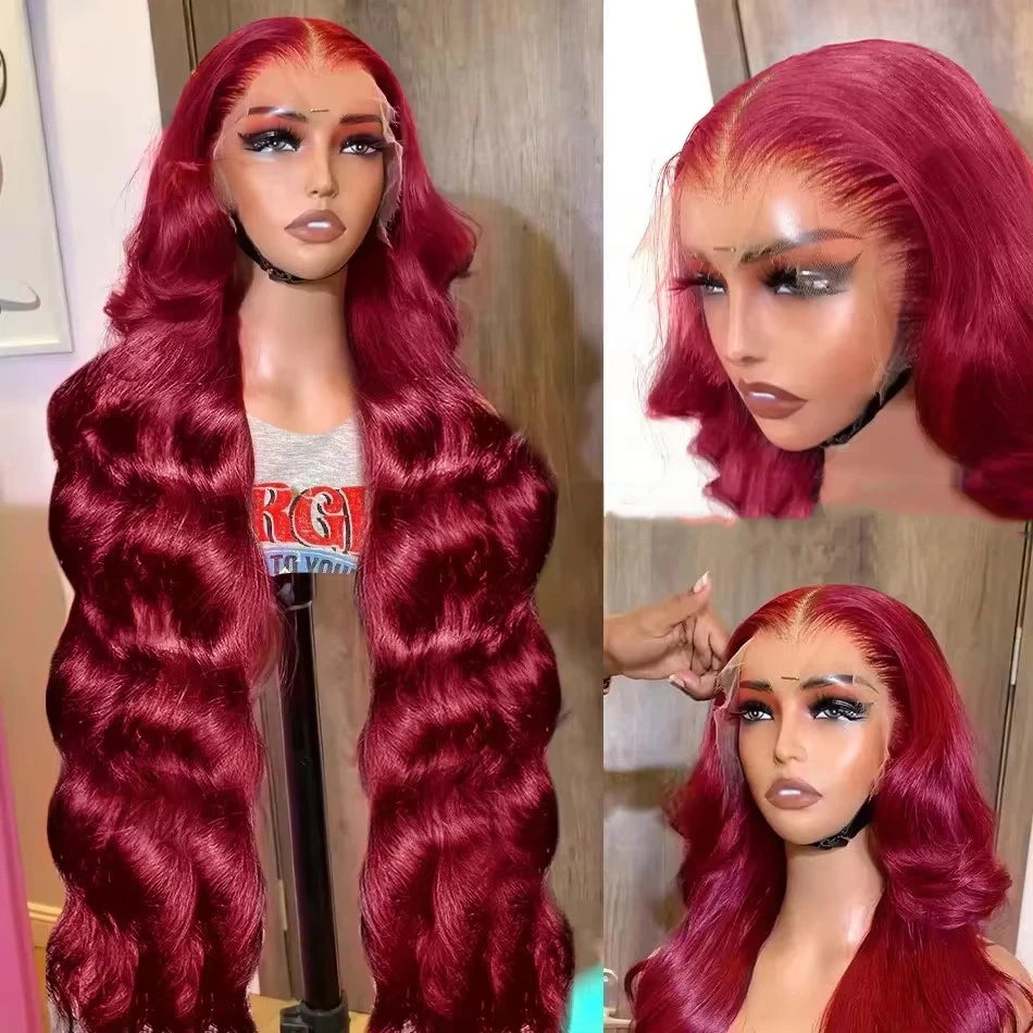 Ldjoy Body Wave 99J Color 13x4 Lace Front Wig Human Hair Wig