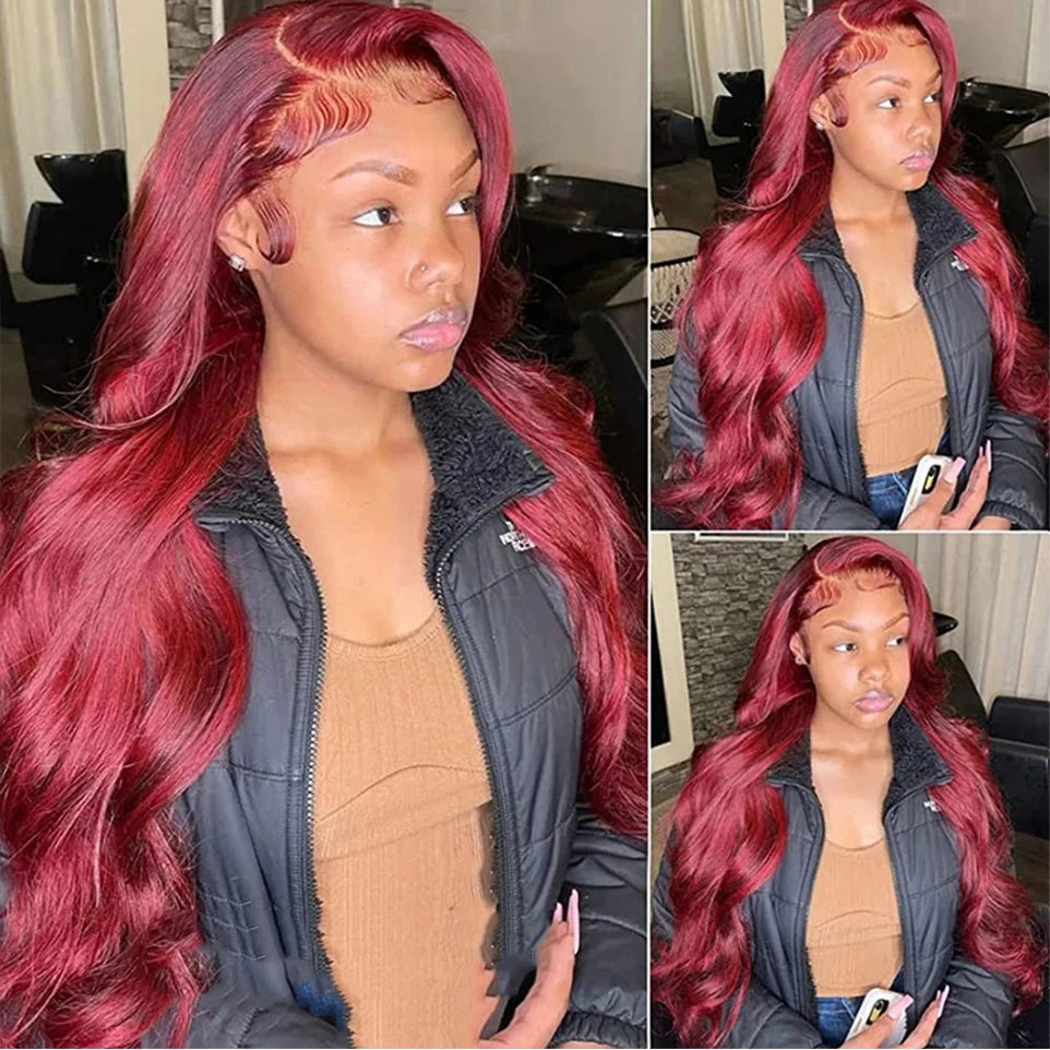 Ldjoy Body Wave 99J Color 13x4 Lace Front Wig Human Hair Wig