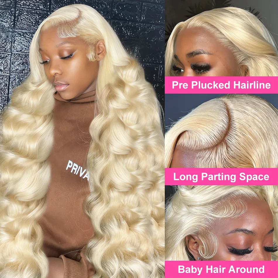 Ldjoy Wigs 613 Blonde Body Wave 13x4 Transparent Lace Front Wig Human Hair Pre Plucked with Baby Hair for Women