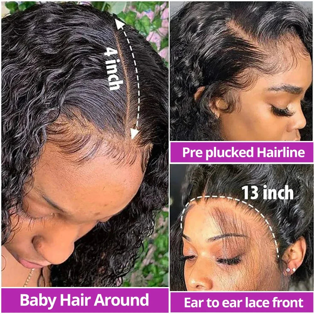 Ldjoy Deep Wave 13x4 Lace Front Bob Wig Natural Black Human Hair Wig For Women