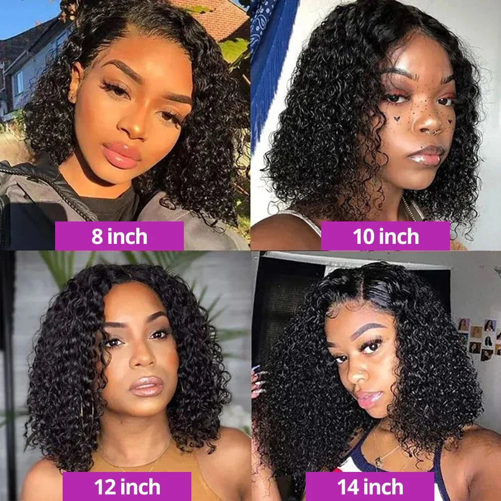 Ldjoy Deep Wave 13x4 Lace Front Bob Wig Natural Black Human Hair Wig For Women