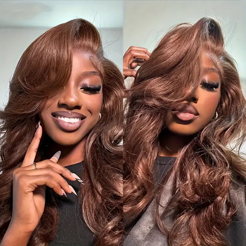 Ldjoy Wigs Chocolate Brown 4x4 Lace Closure Wig Human Hair Auburn Body Wave Human Hair Colored Hd Transparent Glueless Wigs Pre Plucked