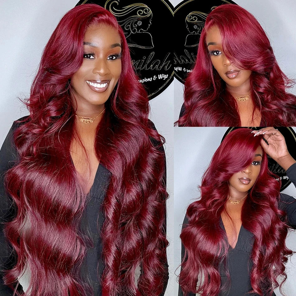 Ldjoy Body Wave Burgundy 99J Color 13x6 Lace Front Wig Human Hair Wig