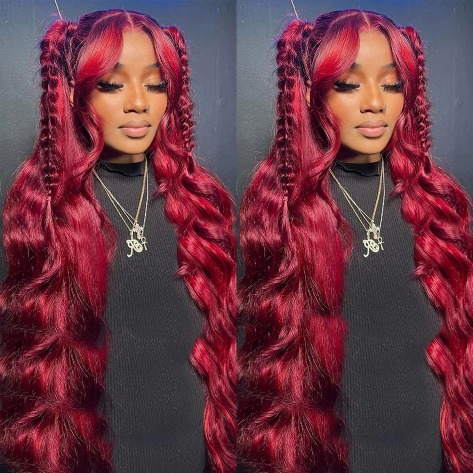 Ldjoy Body Wave Burgundy 99J Color 13x6 Lace Front Wig Human Hair Wig