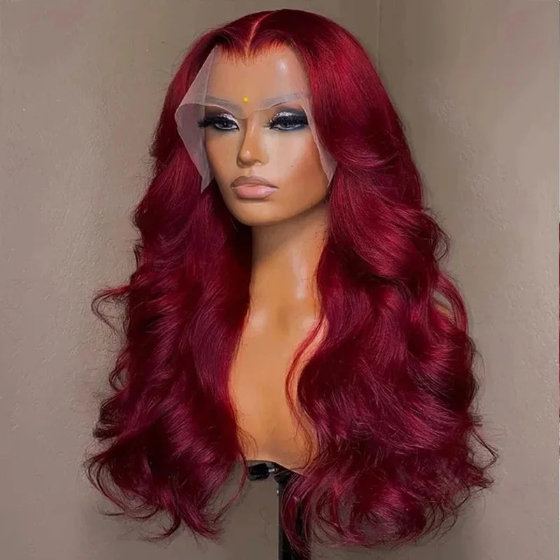 Ldjoy Body Wave Burgundy 99J Color 13x6 Lace Front Wig Human Hair Wig