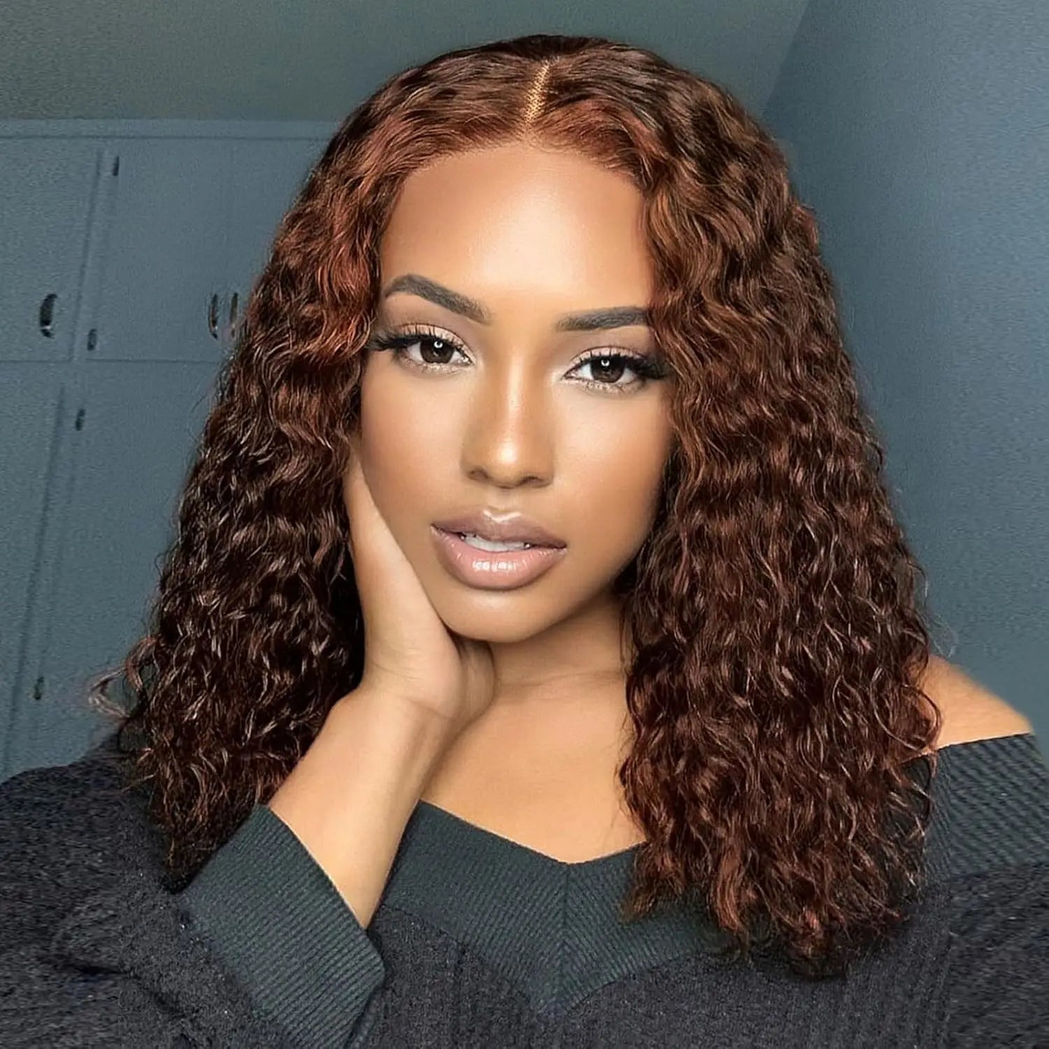Ldjoy Chocolate Brown Short Curly 13x4 Lace Front Wigs Pre pluncked for Black Women Glueless Brazilian Human Virgin Hair