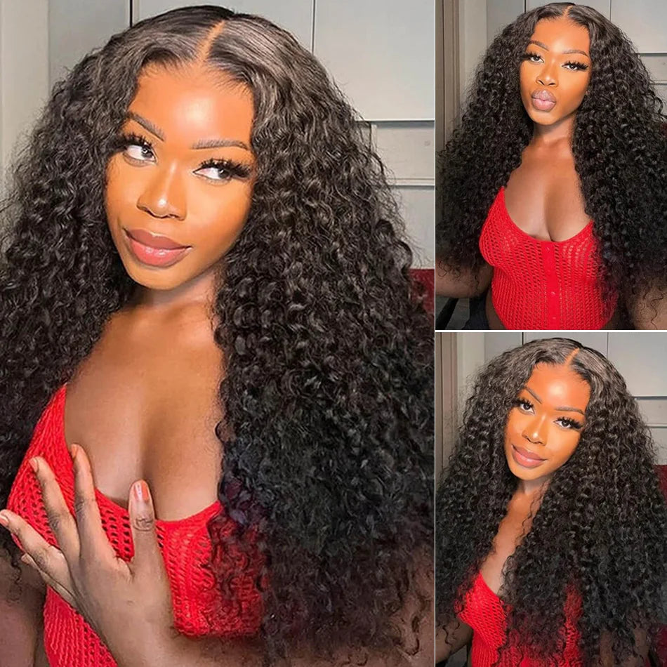 Ldjoy Deep Wave 13x6 Lace Front Wig Natural Black Human Hair Wig