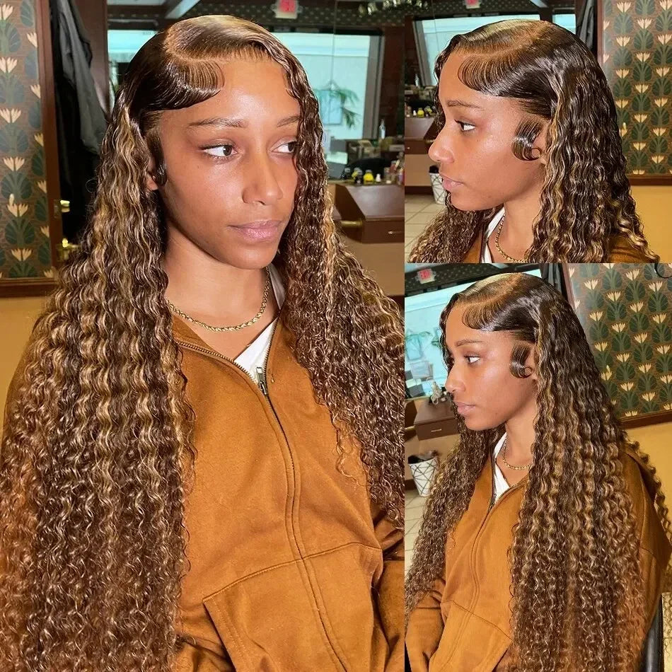 Ldjoy Water Wave P4/27 Highlight Color 13x4 Lace Front Wig Human Hair Wig
