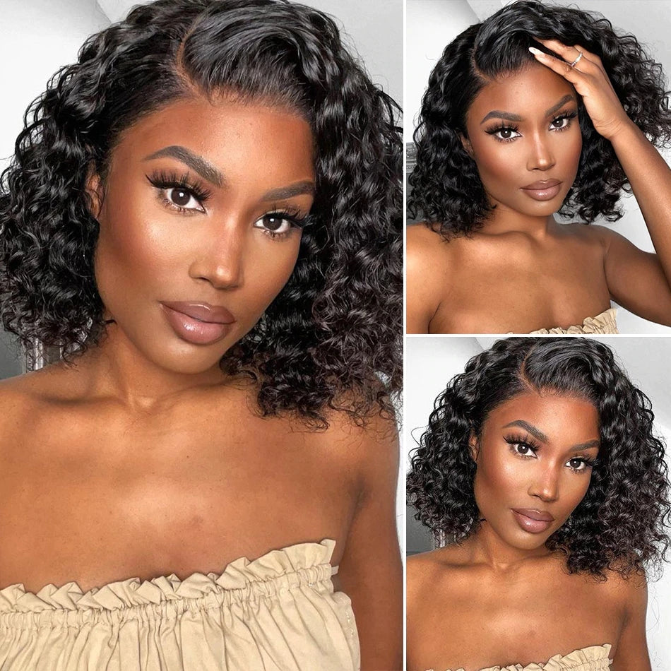 Ldjoy Deep Wave 4x4/5x5 Lace Closure Bob Wig Natural Black Human Hair Wig For Women