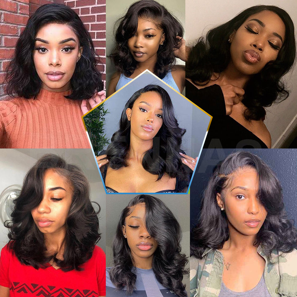 Ldjoy 4x4/5x5 Body Wave Bob Wig Natural Black Human Hair Wig