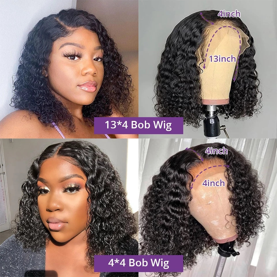Ldjoy Deep Wave 4x4/5x5 Lace Closure Bob Wig Natural Black Human Hair Wig For Women