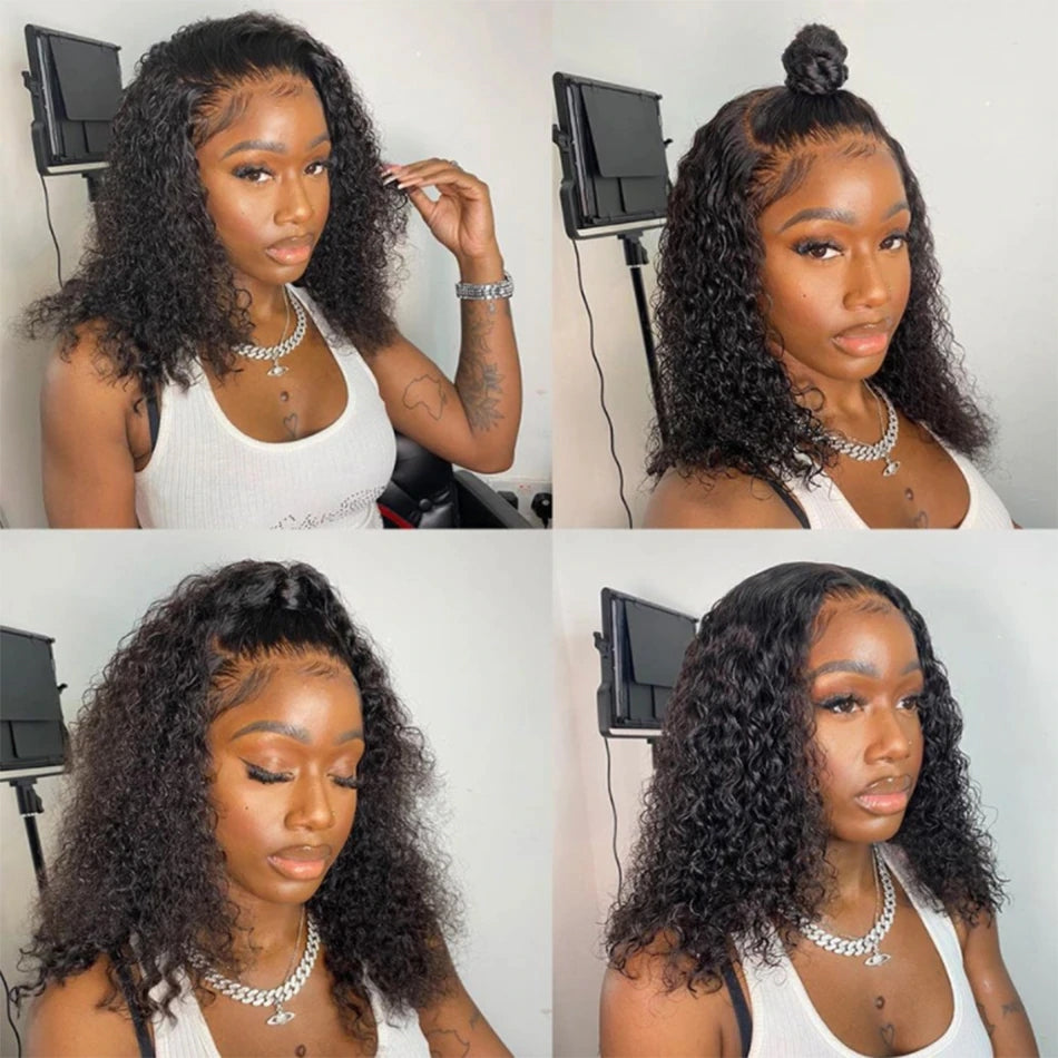 Ldjoy Deep Wave 4x4/5x5 Lace Closure Bob Wig Natural Black Human Hair Wig For Women