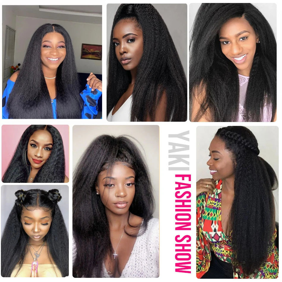 Ldjoy Kinky Straight 13x4 Lace Front Wig Natural Black Human Hair Wig