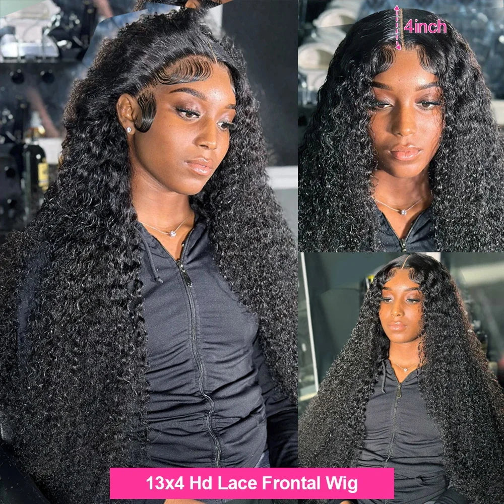 Ldjoy Water Wave 13x4 HD Lace Front Wig Natural Black Human Hair Wig