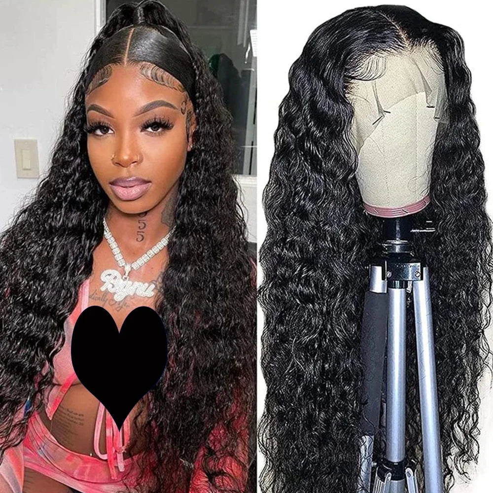 Ldjoy Water Wave 13x4 HD Lace Front Wig Natural Black Human Hair Wig