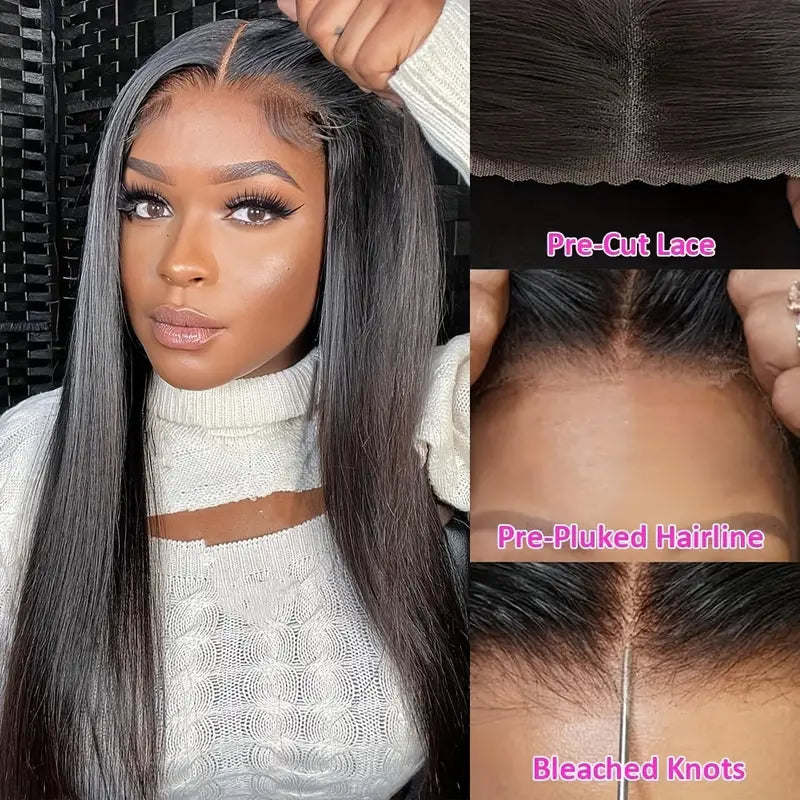 Ldjoy Straight Glueless Wig 4x4 / 6x4.5 Pre-Cut Lace Breathable Cap-Air Wig Pre Plucked & Bleached Ready to Go