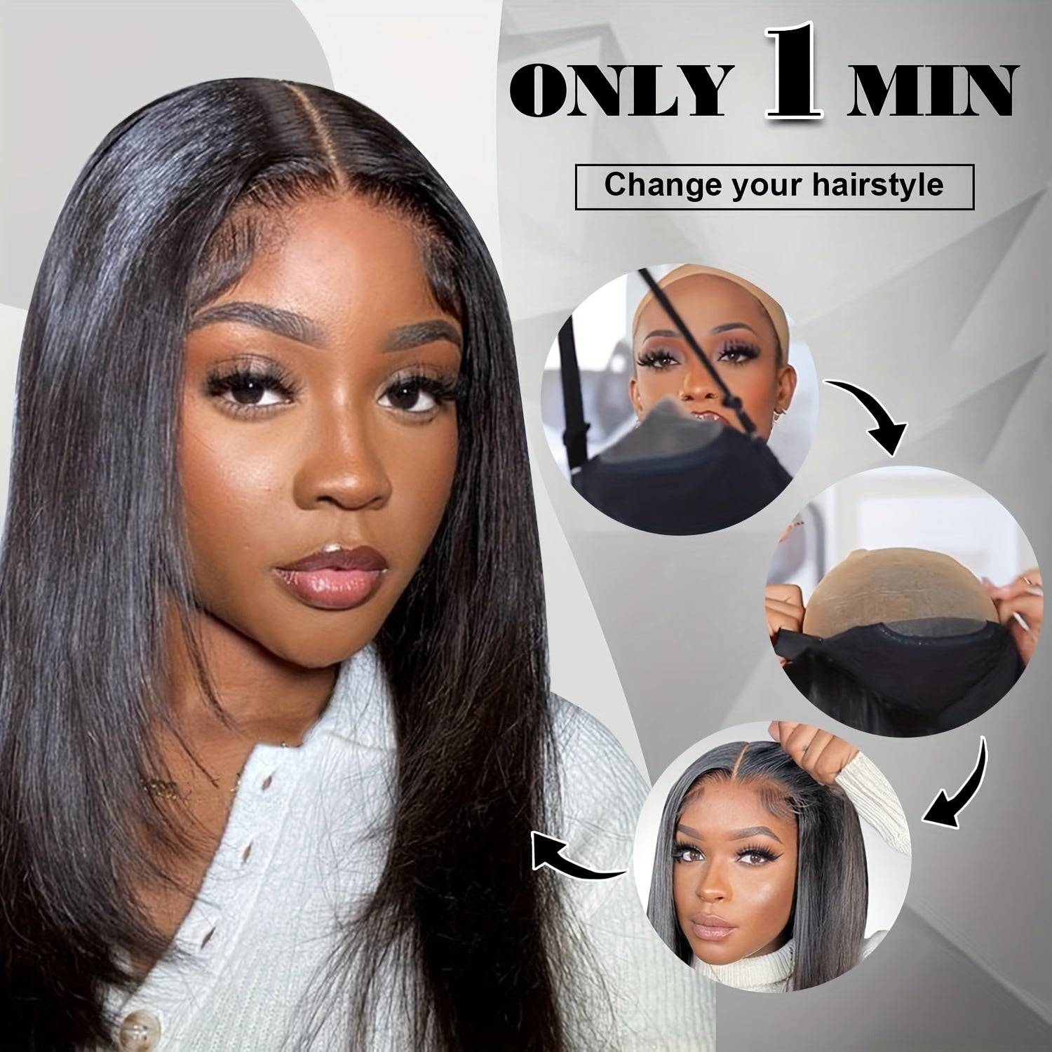 Ldjoy Straight Glueless Wig 4x4 / 6x4.5 Pre-Cut Lace Breathable Cap-Air Wig Pre Plucked & Bleached Ready to Go