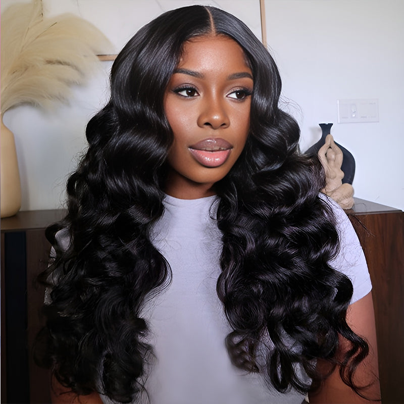 Ldjoy Body Wave T Part Wig Natural Black Human Hair Wig 180% Density