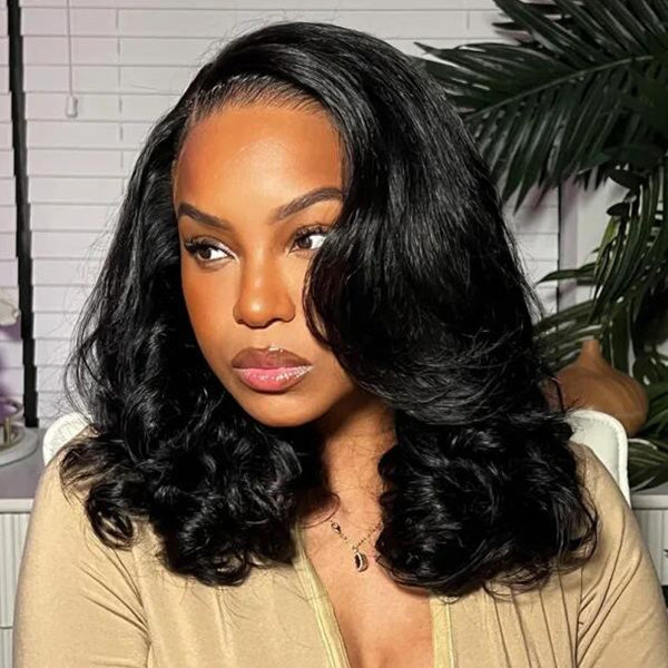 Tiktok Ldjoy Bob Body Wave 13x4 Lace Front Wig 180% Density Glueless Wigs Human Hair Pre Plucked Short Bob Wigs Natural Black Human Hair Wig