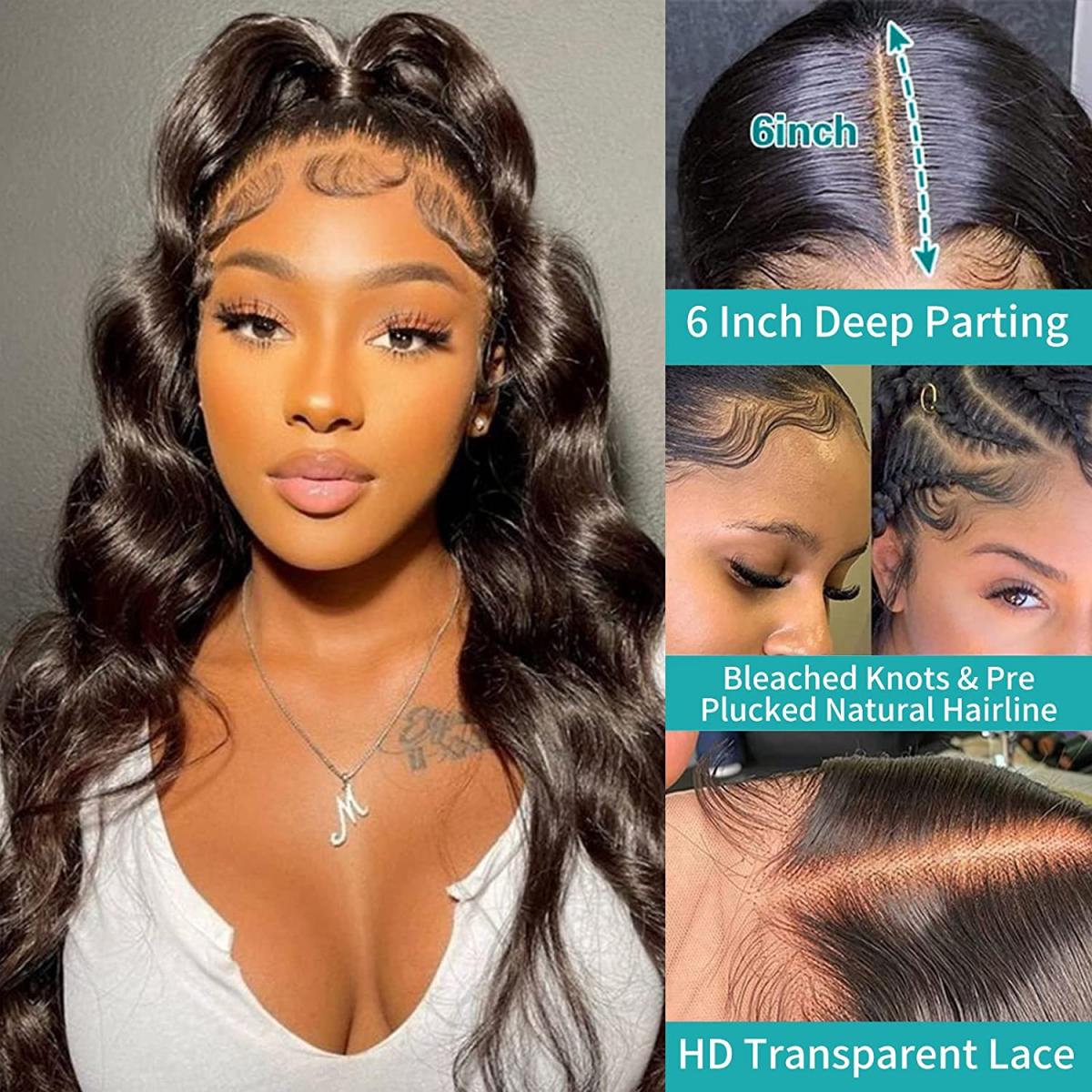 Ldjoy Body Wave 13x6 Lace Front Wig Natural Black Human Hair Wig