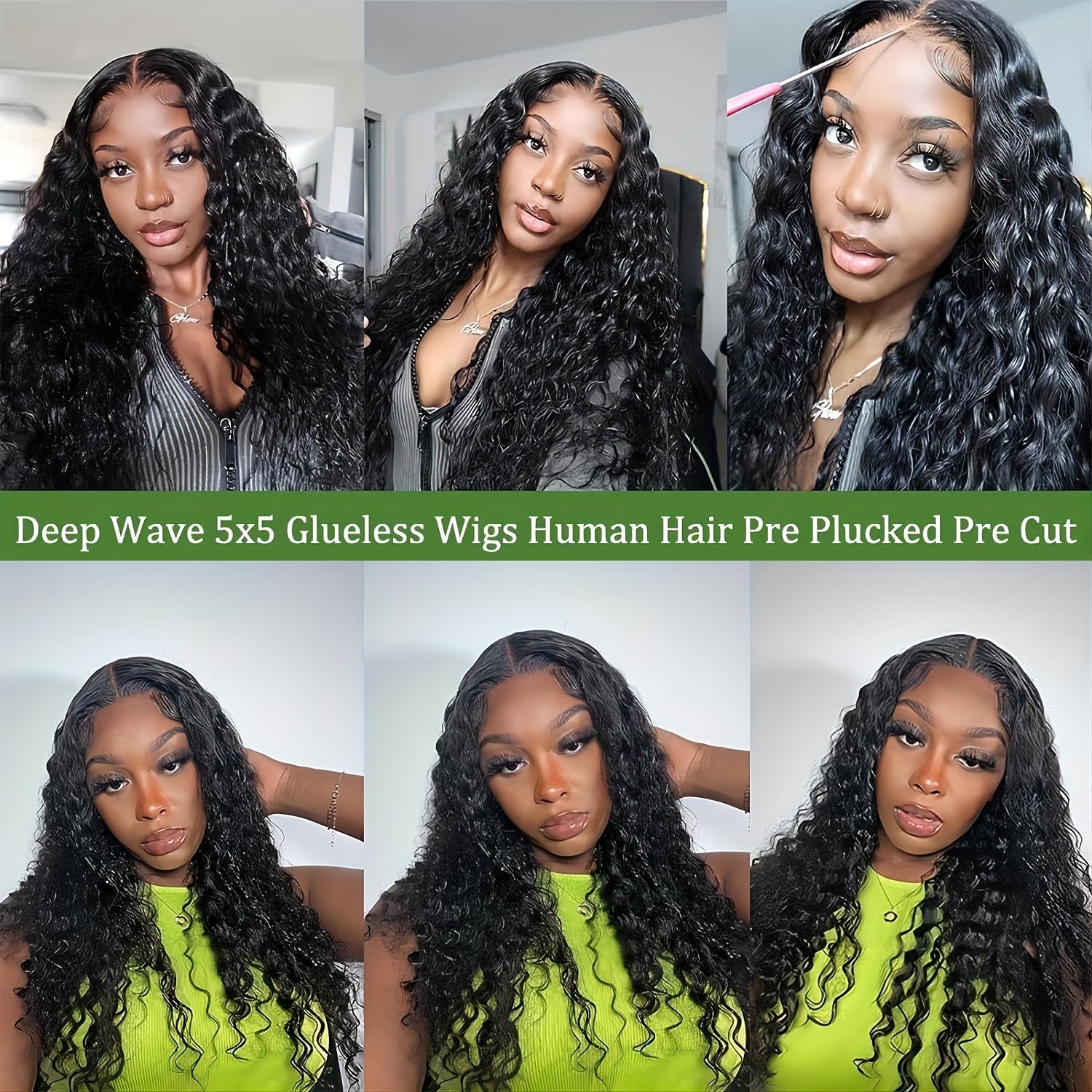 Ldjoy Deep Wave Glueless Pre-Cut Lace Wig 5x5 / 4x6 HD Lace Closure Wig Natural Color Human Hair Wig