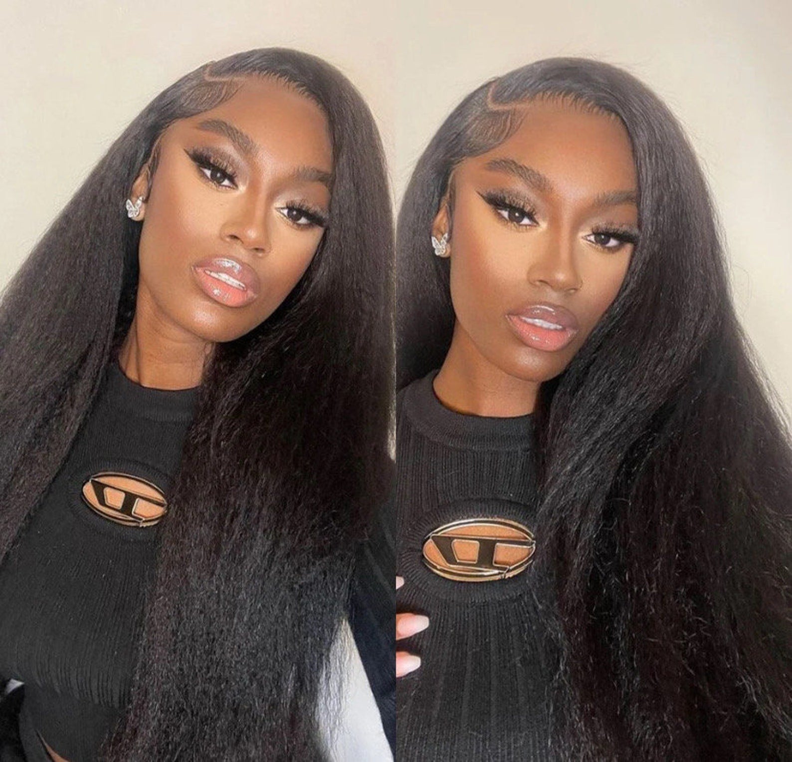 Ldjoy 16-30 Inch Kinky Straight Pre-Cut Glueless Wig 5x5/4x6 HD Lace Closure Wig Natural Black Human Virgin Hair