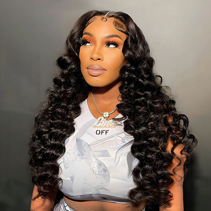 Loose Wave Lace Front Wigs Human Hair Pre Plucked 13x4 Transparent Frontal Wigs