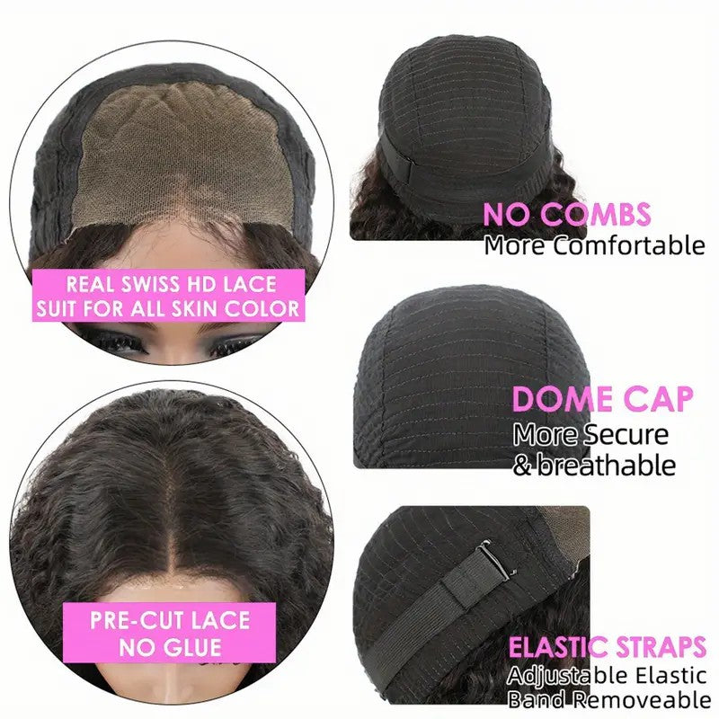 Ldjoy 5x5/4x6 HD Lace HD Deep Curly Glueless Wigs Human Hair Loose Deep Wave 180% Density Wet And Wavy Ready To Wear Lace Closure Wigs